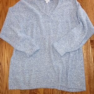 Pure Jill Light Blue Marled Knit V-neck Sweater Size: S